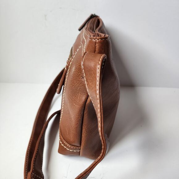 BOC Born Concept Purse Cross Body Boho Shoulder Bag Embossed Saddle Brown - Picture 4 of 16
